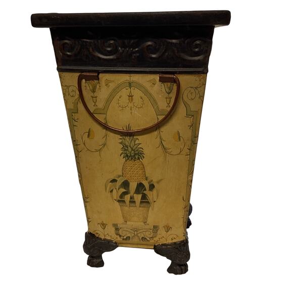 Footed metal planter, yellow, French style, pineapple - Picture 4 of 8